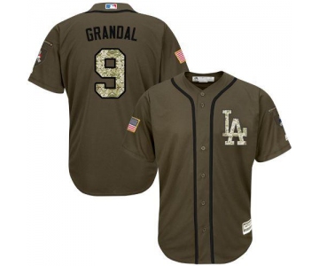 Los Angeles Dodgers #9 Yasmani Grandal Green Salute to Service Stitched MLB Jersey