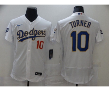 Men Los Angeles Dodgers 10 Turner White Elite 2021 Nike MLB Jersey