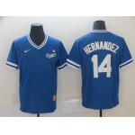 Men Los Angeles Dodgers 14 Hernandez Blue Game Throwback Nike 2022 MLB Jersey