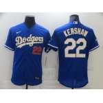 Men Los Angeles Dodgers 22 Kershaw Blue Elite 2021 Nike MLB Jersey