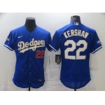 Men Los Angeles Dodgers 22 Kershaw Blue Elite 2021 Nike MLB Jerseys