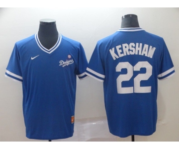 Men Los Angeles Dodgers 22 Kershaw Blue Game Throwback Nike 2022 MLB Jersey