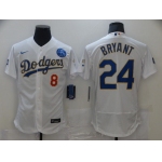 Men Los Angeles Dodgers 24 Bryant Champion of white gold and blue characters Elite 2021 Nike MLB Jersey