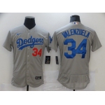 Men Los Angeles Dodgers 34 Valenzuela Grey Elite 2021 Nike MLB Jersey