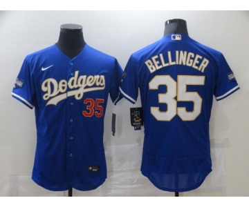 Men Los Angeles Dodgers 35 Bellinger Blue Elite 2021 Nike MLB Jersey