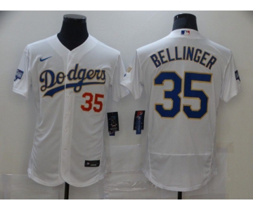 Men Los Angeles Dodgers 35 Bellinger White Elite 2021 Nike MLB Jerseys