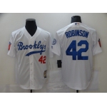 Men Los Angeles Dodgers 42 Robinson White Throwback MLB Jerseys