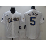 Men Los Angeles Dodgers 5 Seager White Game 2021 Nike MLB Jersey