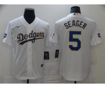 Men Los Angeles Dodgers 5 Seager White Game 2021 Nike MLB Jersey