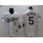 Men Los Angeles Dodgers 5 Seager White Game 2021 Nike MLB Jerseys