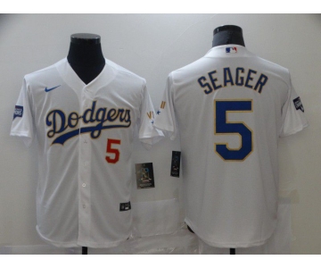 Men Los Angeles Dodgers 5 Seager White Game 2021 Nike MLB Jerseys