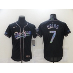 Men Los Angeles Dodgers 7 Urias Black Colorful Edition Elite 2021 Nike MLB Jersey