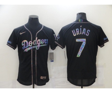 Men Los Angeles Dodgers 7 Urias Black Colorful Edition Elite 2021 Nike MLB Jersey