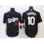 Men's Los Angeles Dodgers #10 Justin Turner Black Stitched MLB Cool Base Nike Jersey