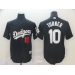 Men's Los Angeles Dodgers 10 Justin Turner Black Turn Back The Clock Cool Base Jersey