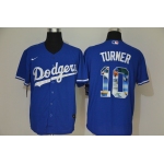 Men's Los Angeles Dodgers #10 Justin Turner Blue Unforgettable Moment Stitched Fashion MLB Cool Base Nike Jersey