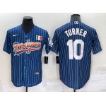 Men's Los Angeles Dodgers #10 Justin Turner Rainbow Blue Red Pinstripe Mexico Cool Base Nike Jersey