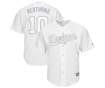 Men's Los Angeles Dodgers 10 Justin Turner RedTurn2 White 2019 Players' Weekend Player Jersey