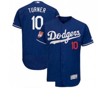 Men's Los Angeles Dodgers 10 Justin Turner Royal 2019 Spring Training Flexbase Jersey