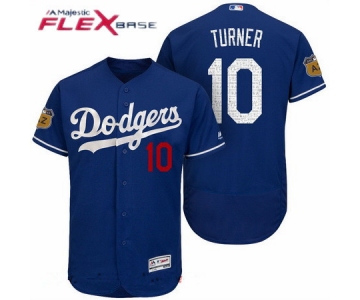 Men's Los Angeles Dodgers #10 Justin Turner Royal Blue 2017 Spring Training Stitched MLB Majestic Flex Base Jersey