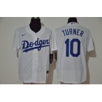 Men's Los Angeles Dodgers #10 Justin Turner White Stitched MLB Cool Base Nike Jersey