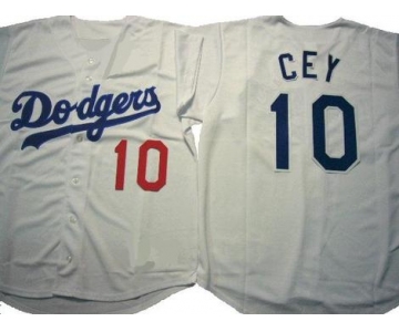 Men's Los Angeles Dodgers 10 Ron Cey Gray Cool Base Jersey