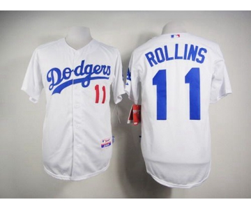 Men's Los Angeles Dodgers #11 Jimmy Rollins White Jersey