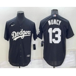 Men's Los Angeles Dodgers #13 Max Muncy Black Turn Back The Clock Stitched Cool Base Jersey