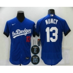 Men's Los Angeles Dodgers #13 Max Muncy Blue #2 #20 Patch City Connect Flex Base Stitched Jersey