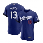 Men's Los Angeles Dodgers #13 Max Muncy Blue 2021 City Connect Flex Base Stitched Jersey