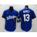 Men's Los Angeles Dodgers #13 Max Muncy Blue 2021 City Connect Number Cool Base Stitched Jersey