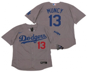 Men's Los Angeles Dodgers #13 Max Muncy Gray Alternate Stitched MLB Flex Base Nike Jersey