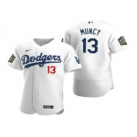 Men's Los Angeles Dodgers #13 Max Muncy White 2020 World Series Authentic Flex Nike Jersey