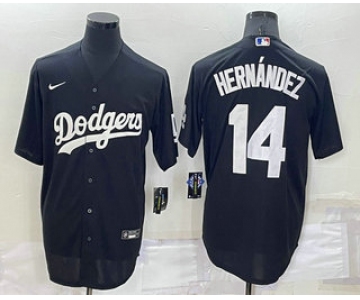 Men's Los Angeles Dodgers #14 Enrique Hernandez Black Turn Back The Clock Stitched Cool Base Jersey