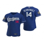 Men's Los Angeles Dodgers #14 Enrique Hernandez Royal 2020 World Series Authentic Flex Nike Jersey