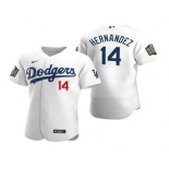 Men's Los Angeles Dodgers #14 Enrique Hernandez White 2020 World Series Authentic Flex Nike Jersey