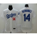 Men's Los Angeles Dodgers #14 Enrique Hernandez White Stitched MLB Flex Base Nike Jersey