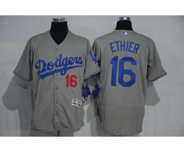 Men's Los Angeles Dodgers #16 Andre Ethier Gray 2016 Flexbase Majestic Baseball Jersey