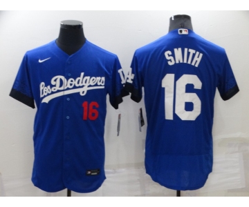 Men's Los Angeles Dodgers #16 Will Smith 2021 Royal City Connect Flex Base Stitched Baseball Jersey