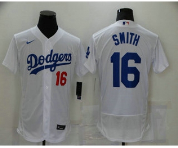 Men's Los Angeles Dodgers #16 Will Smith White Stitched MLB Flex Base Nike Jersey