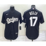 Men's Los Angeles Dodgers #17 Joe Kelly Black Turn Back The Clock Stitched Cool Base Jersey