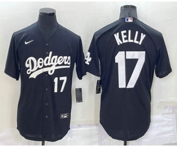 Men's Los Angeles Dodgers #17 Joe Kelly Number Black Turn Back The Clock Stitched Cool Base Jersey