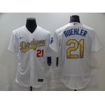 Men's Los Angeles Dodgers #21 Walker Buehler 2020 White Gold Sttiched Nike MLB Jersey