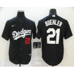 Men's Los Angeles Dodgers #21 Walker Buehler Black Stitched MLB Cool Base Nike Jersey