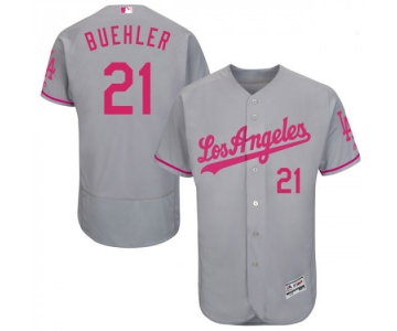 Men's Los Angeles Dodgers #21 Walker Buehler Player Authentic Gray Flex Base Mother's Day Collection Jersey