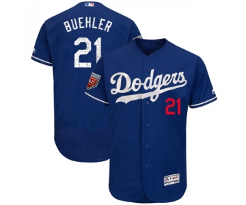 Men's Los Angeles Dodgers #21 Walker Buehler Player Authentic Royal Flex Base 2018 Spring Training Jersey