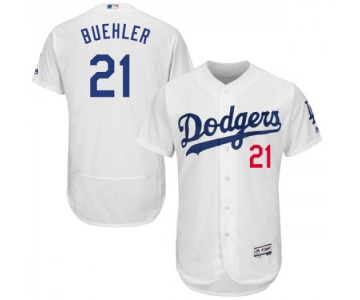 Men's Los Angeles Dodgers #21 Walker Buehler Player Authentic White Flex Base Home Collection Jersey