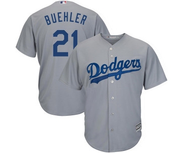 Men's Los Angeles Dodgers #21 Walker Buehler Player Replica Gray Cool Base Road Jersey