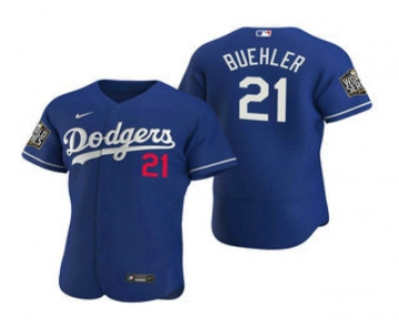 Men's Los Angeles Dodgers #21 Walker Buehler Royal 2020 World Series Authentic Flex Nike Jersey