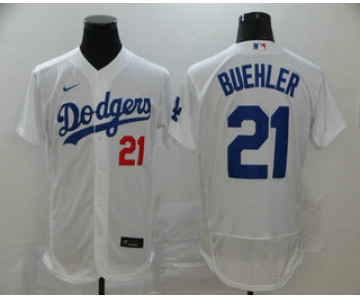 Men's Los Angeles Dodgers #21 Walker Buehler White Stitched MLB Flex Base Nike Jersey